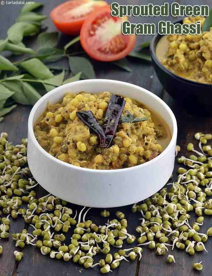 Sprouted Green Gram Ghassi, Mangalorean Curry | Tarla Dalal