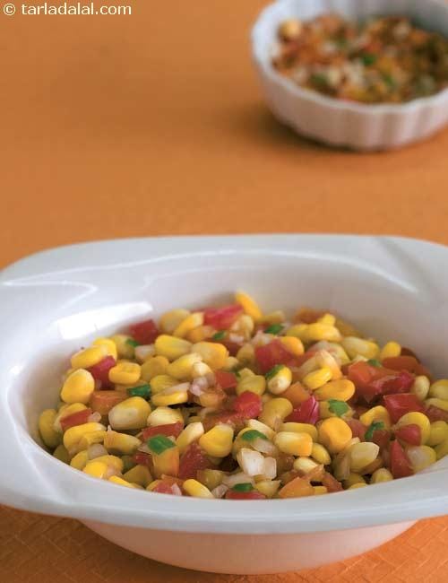 Steamed Corn with Tomato Salsa | Tarla Dalal
