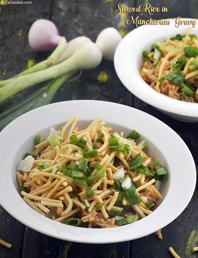 Stewed Rice in Manchurian Gravy, Chinese Recipe | Tarla Dalal