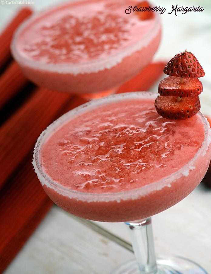 Strawberry Margarita Or How To Make Strawberry Margarita Drink Recipe | Tarla Dalal
