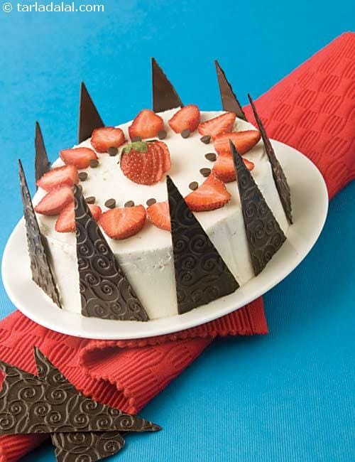 Strawberry Mousse Cake ( Eggless Desserts Recipe) | Tarla Dalal