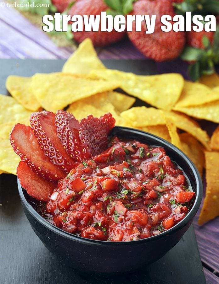 Strawberry Salsa Recipe (Indian Style Strawberry Salsa) | Tarla Dalal