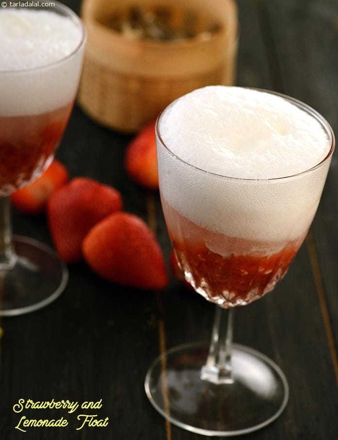 Strawberry and Lemonade Float recipe | Tarla Dalal