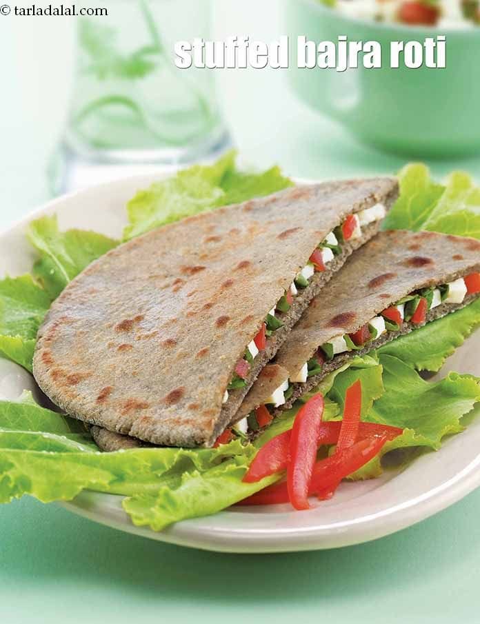 Stuffed bajra roti recipe | bajra paneer methi paratha | healthy  black millet paratha | | Tarla Dalal