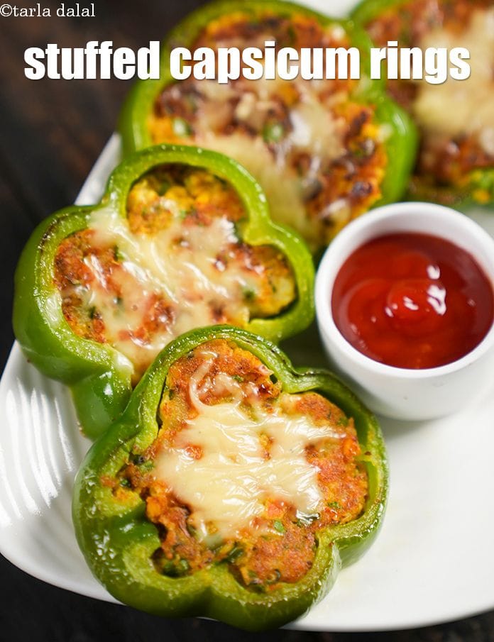 Stuffed Capsicum ( Pimentao Con Recheio De Ovo ) recipe, Mexican Recipes | Tarla Dalal