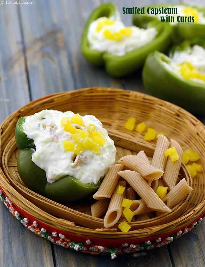 Stuffed Capsicum With Curds Recipe | Tarla Dalal
