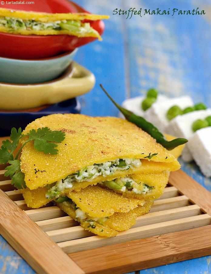 Stuffed Makai Paratha (  Gluten Free) | Tarla Dalal