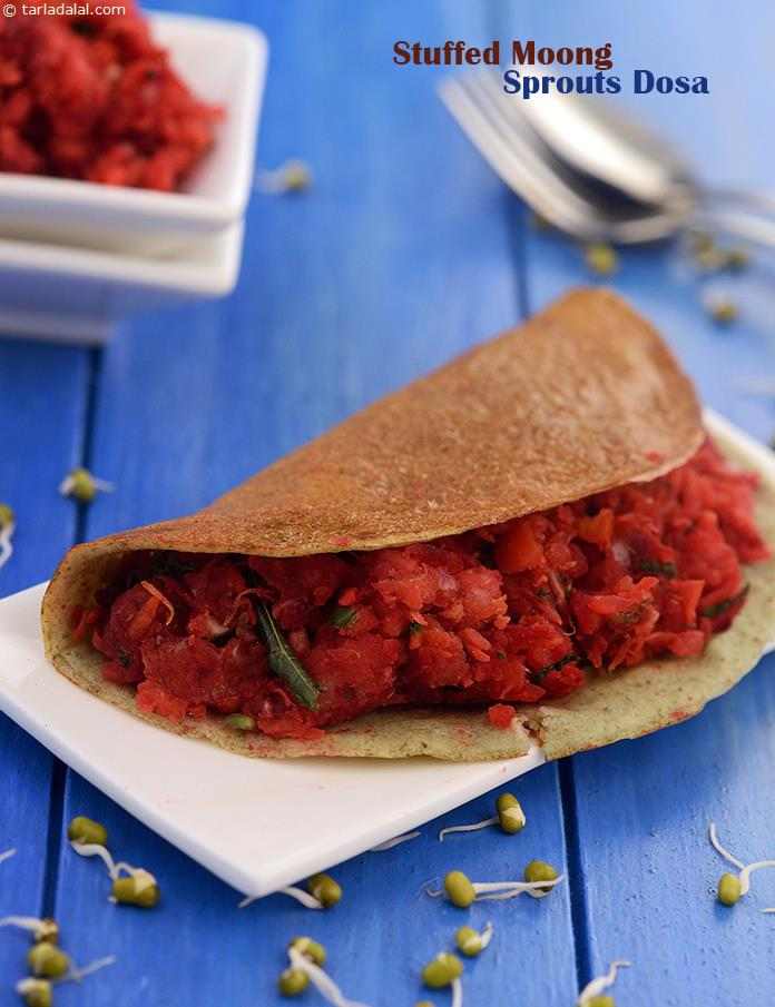 Stuffed Moong Sprouts Dosa | Tarla Dalal