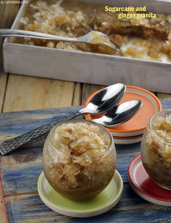 Sugarcane and Ginger Granita, Frozen Dessert | Tarla Dalal