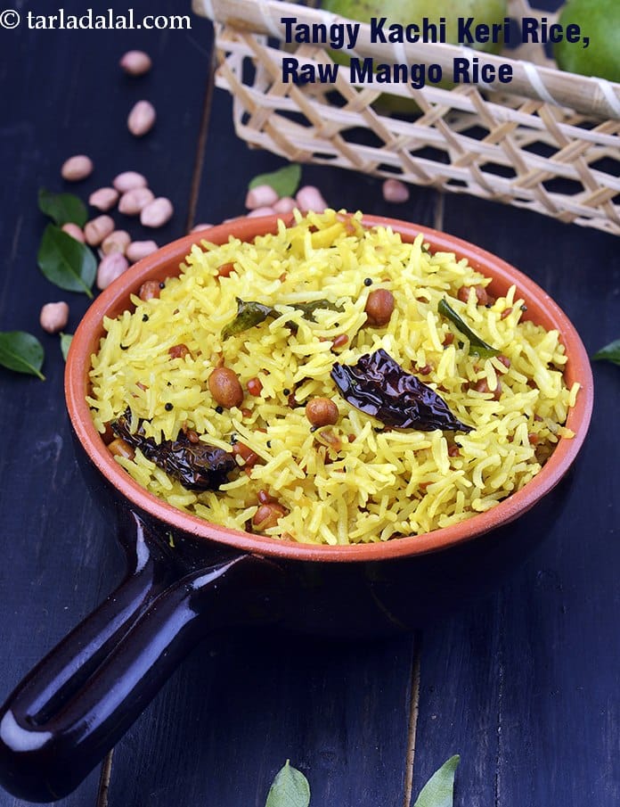 Raw mango rice recipe | tangy kachi keri rice | mangai sadam | raw mango rice Indian style | mavinakayi chitranna |  | Tarla Dalal