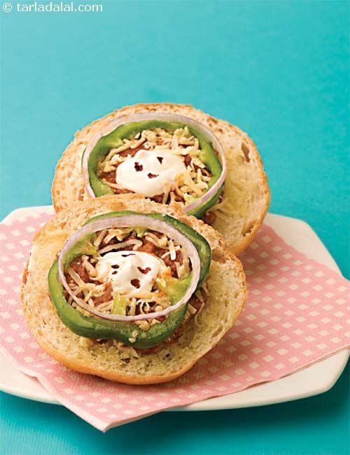 Tasty Bhaji Open Burger | Tarla Dalal