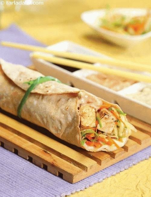 Thai Satay Paneer Wrap ( Wraps and Rolls) | Tarla Dalal