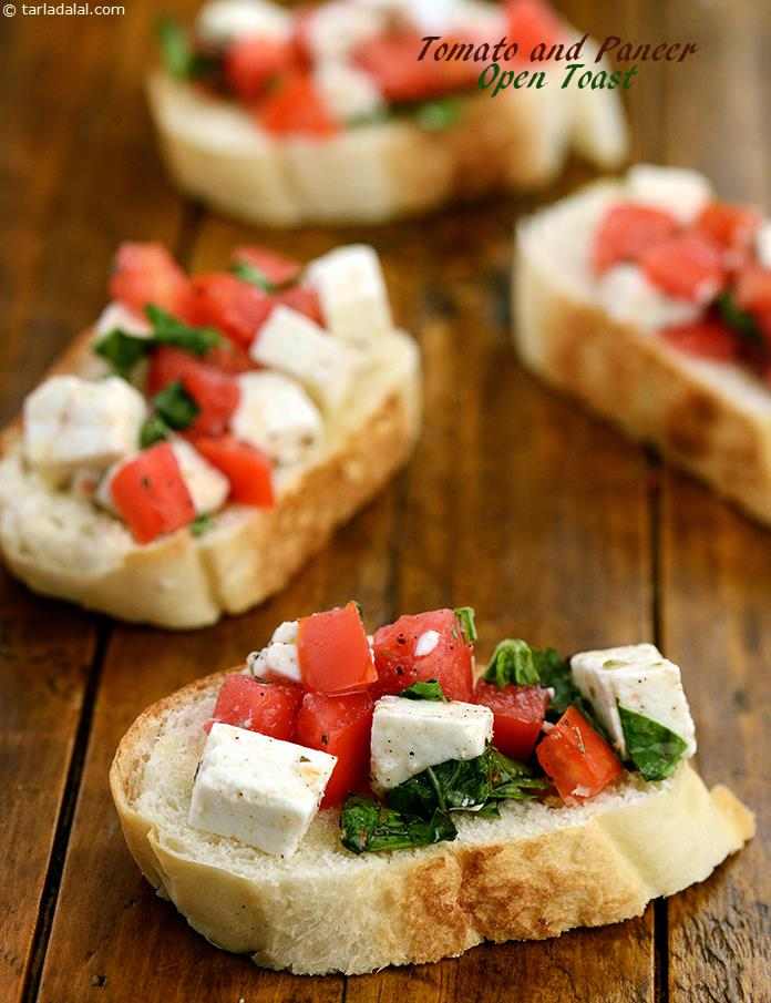 Tomato and Paneer Open Toast | Tarla Dalal