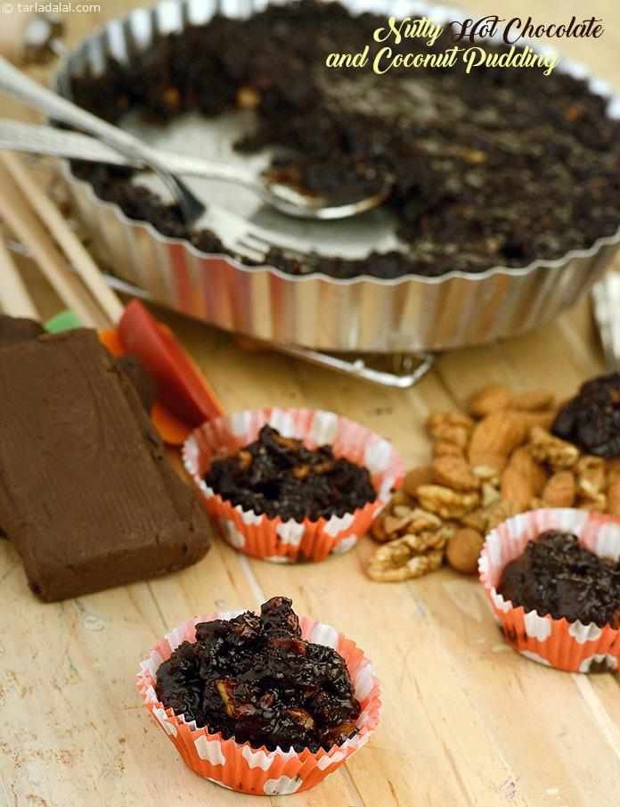 Nutty Hot Chocolate and Coconut Pudding | Tarla Dalal