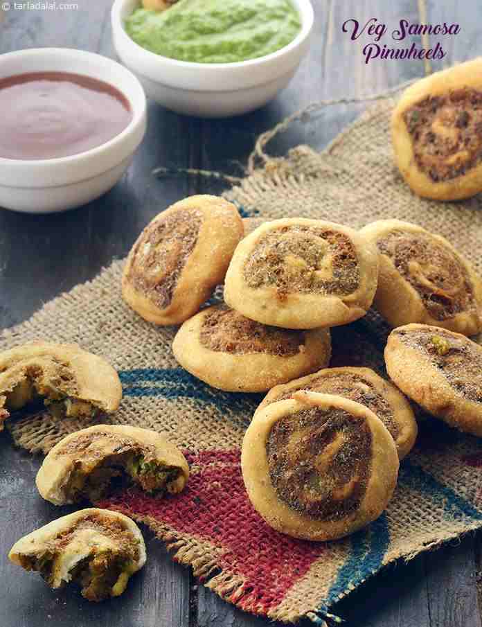 Veg Samosa Pinwheels | Tarla Dalal
