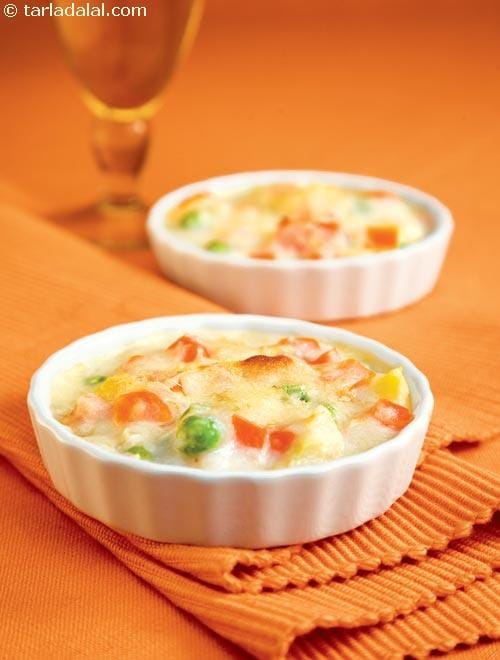 Baked Vegetable Au Gratin | Tarla Dalal
