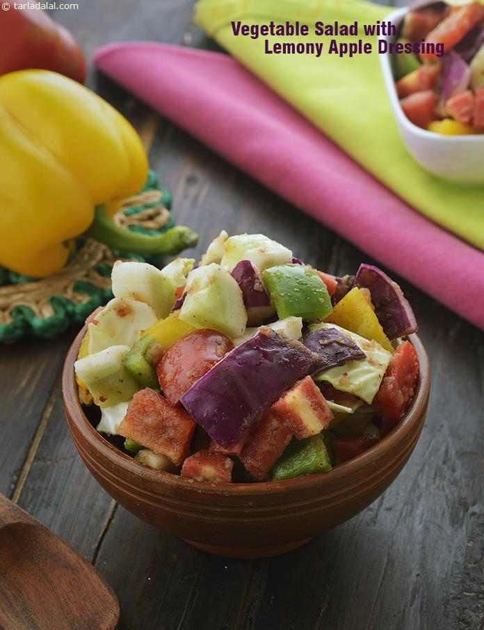 Vegetable Salad with Lemony Apple Dressing | Tarla Dalal