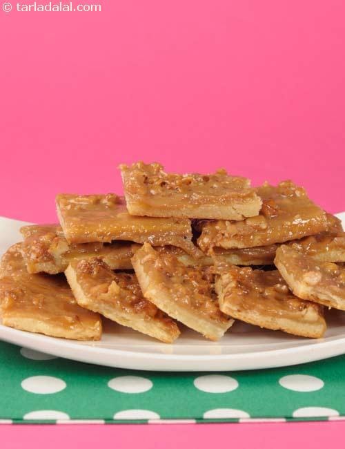 Crunchy Walnut Squares Recipe (Childrens Recipes) | Tarla Dalal
