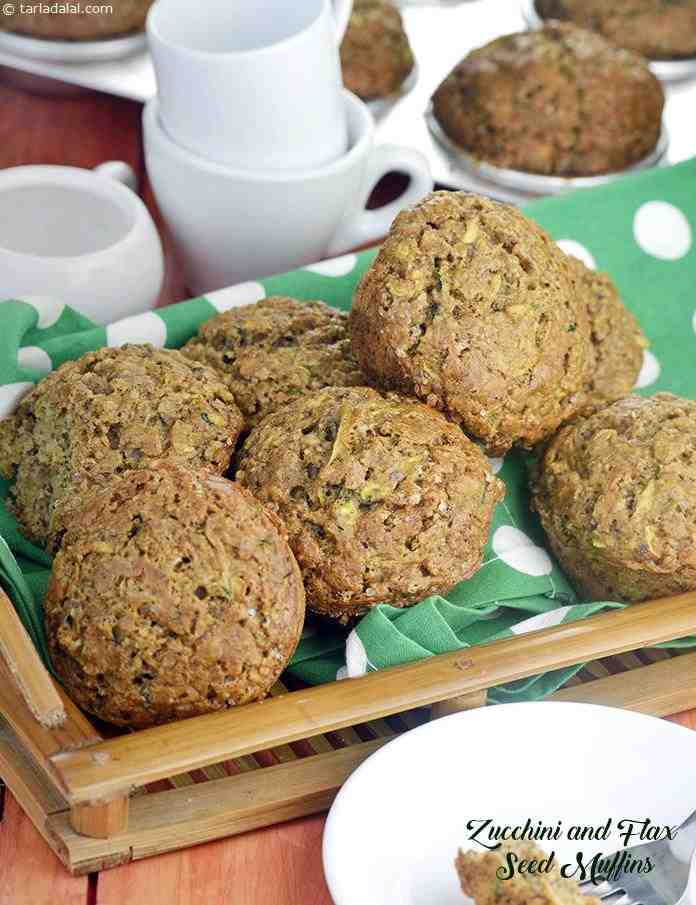 Zucchini and Flax Seed Muffins | Tarla Dalal