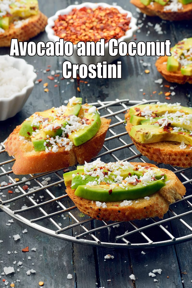 Avocado And Coconut Crostini Recipe | Tarla Dalal