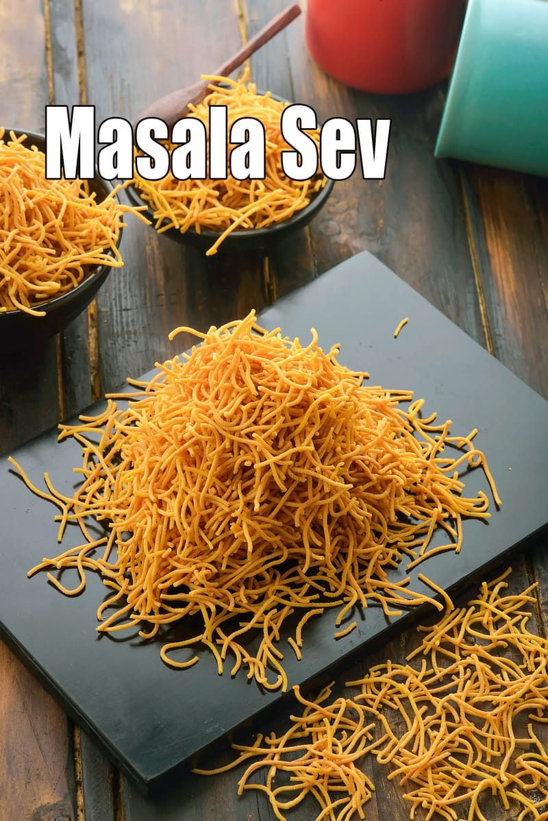 Masala Sev | Indian jar snack | Besan Sev | Traditional Sev Namkeen | | Tarla Dalal