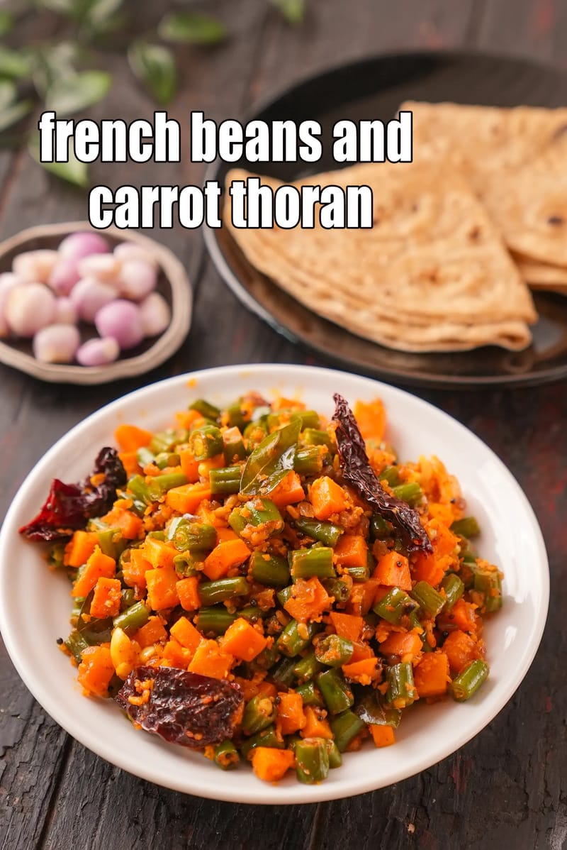 French beans and carrot thoran recipe | carrots beans thoran | Kerala style carrot thoran dry sabzi | | Tarla Dalal