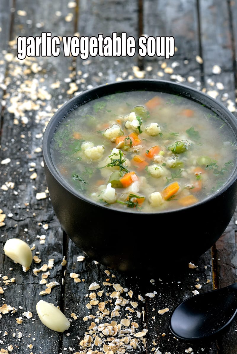 Garlic vegetable soup recipe |  healthy clear vegetable soup for heart, diabetes, weight loss, PCOS, hypothyroidism | | Tarla Dalal