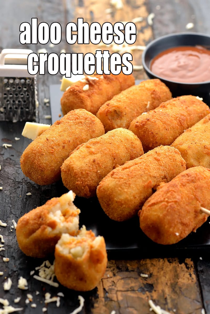 Aloo cheese croquettes recipe | potato and cheese rolls | Indian potato croquettes | | Tarla Dalal