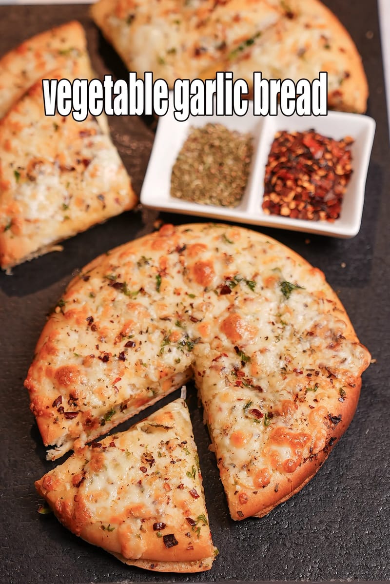 Vegetable garlic bread recipe | garlic bread pizza | instant garlic bread | | Tarla Dalal