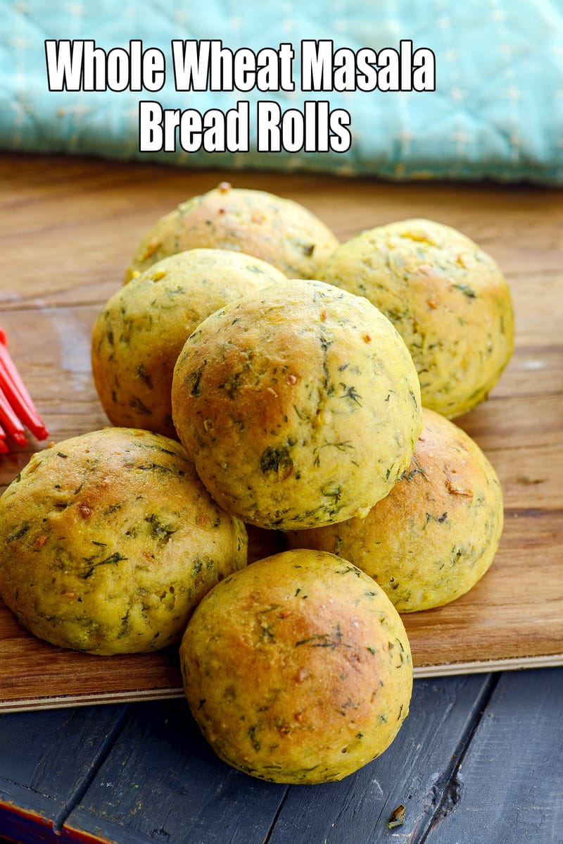 Whole wheat masala bread rolls recipe | eggless healthy whole wheat bread rolls | | Tarla Dalal