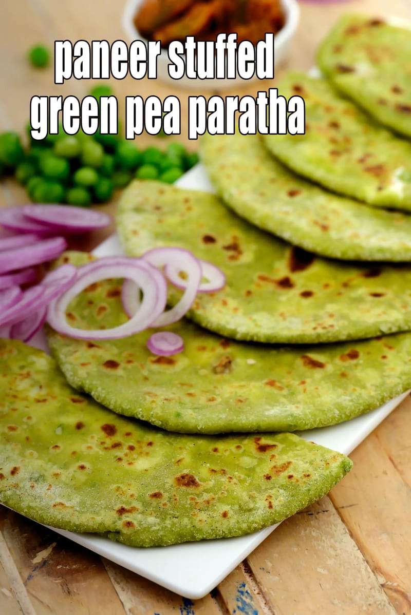Paneer stuffed green pea paratha recipe | matar paneer paratha | healthy paneer green peas paratha | | Tarla Dalal