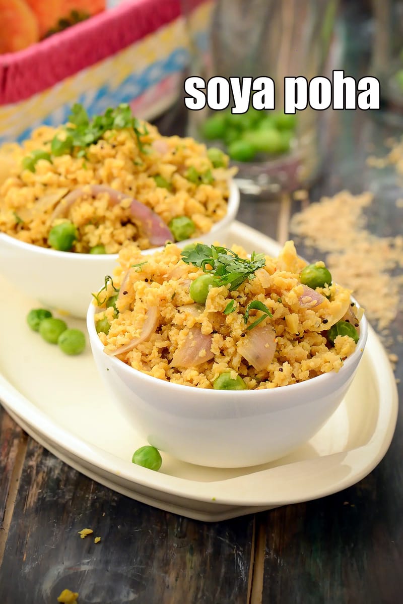 Soya poha recipe | healthy Nutrela soya poha | soya poha for weight loss, diabetics, heart patients | | Tarla Dalal