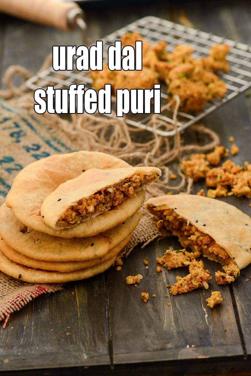 Urad dal stuffed puri recipe | spicy urad dal puri | Rajasthani crispy urad dal poori | Indian poori stuffed with urad dal | | Tarla Dalal