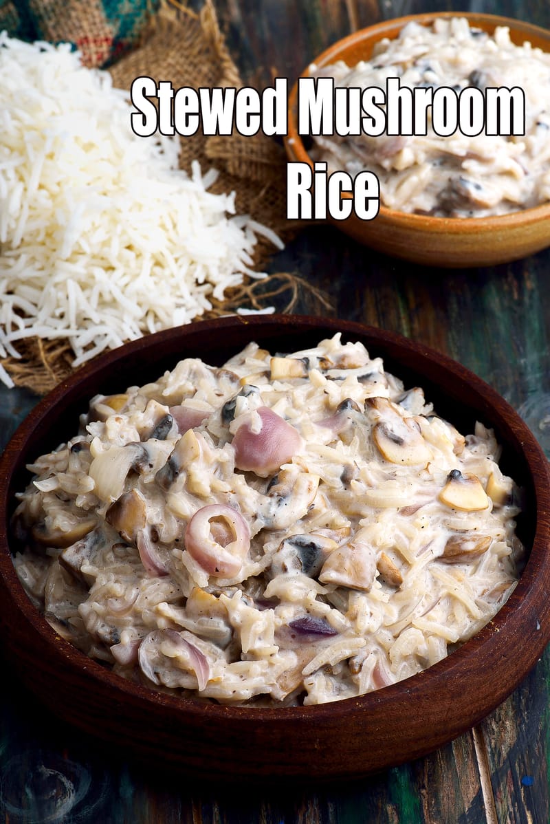 Stewed Mushroom Rice recipe | Tarla Dalal