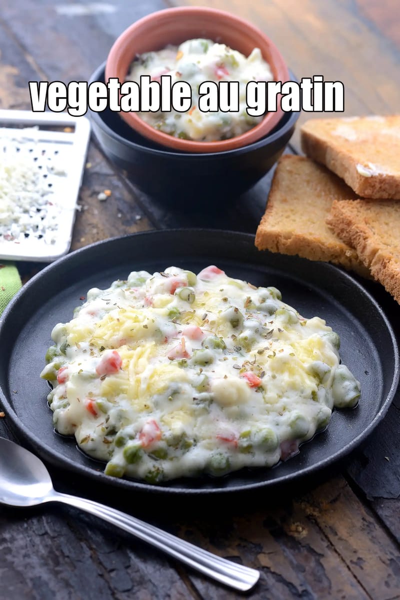 Vegetable au gratin recipe | Indian style veg au gratin | roasted vegetable au gratin | | Tarla Dalal