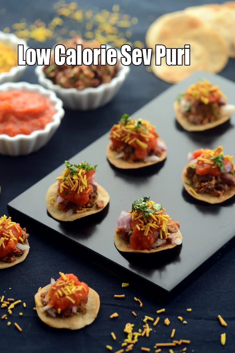 Low Calorie Sev Puri | Tarla Dalal