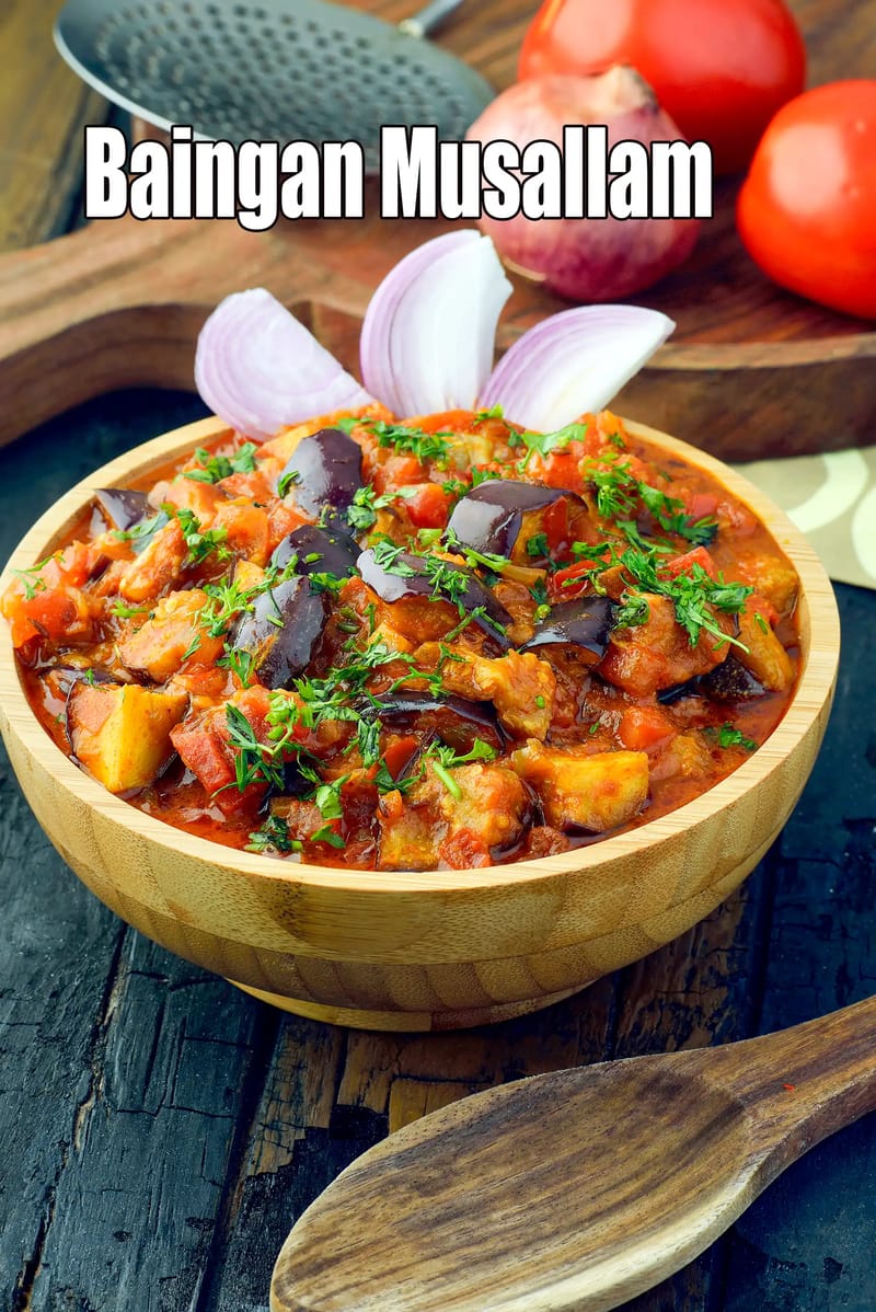 Baingan musallam recipe | Mughlai baingan masala | shahi baingan sabzi | Indian style spicy baingan musallam | | Tarla Dalal