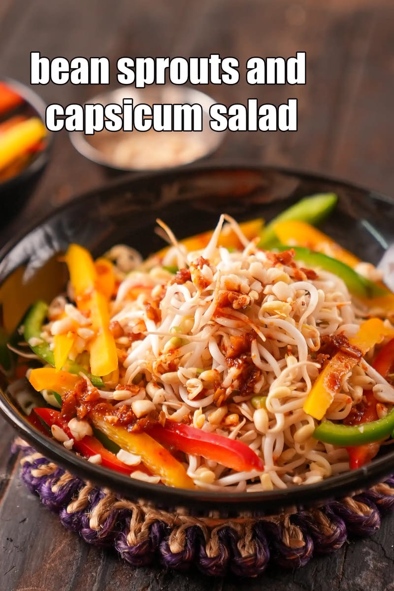 Bean sprouts and capsicum salad recipe | Thai bean sprouts bell pepper salad | ?healthy bean sprouts salad with vitamic, fibre and calcium?| | Tarla Dalal