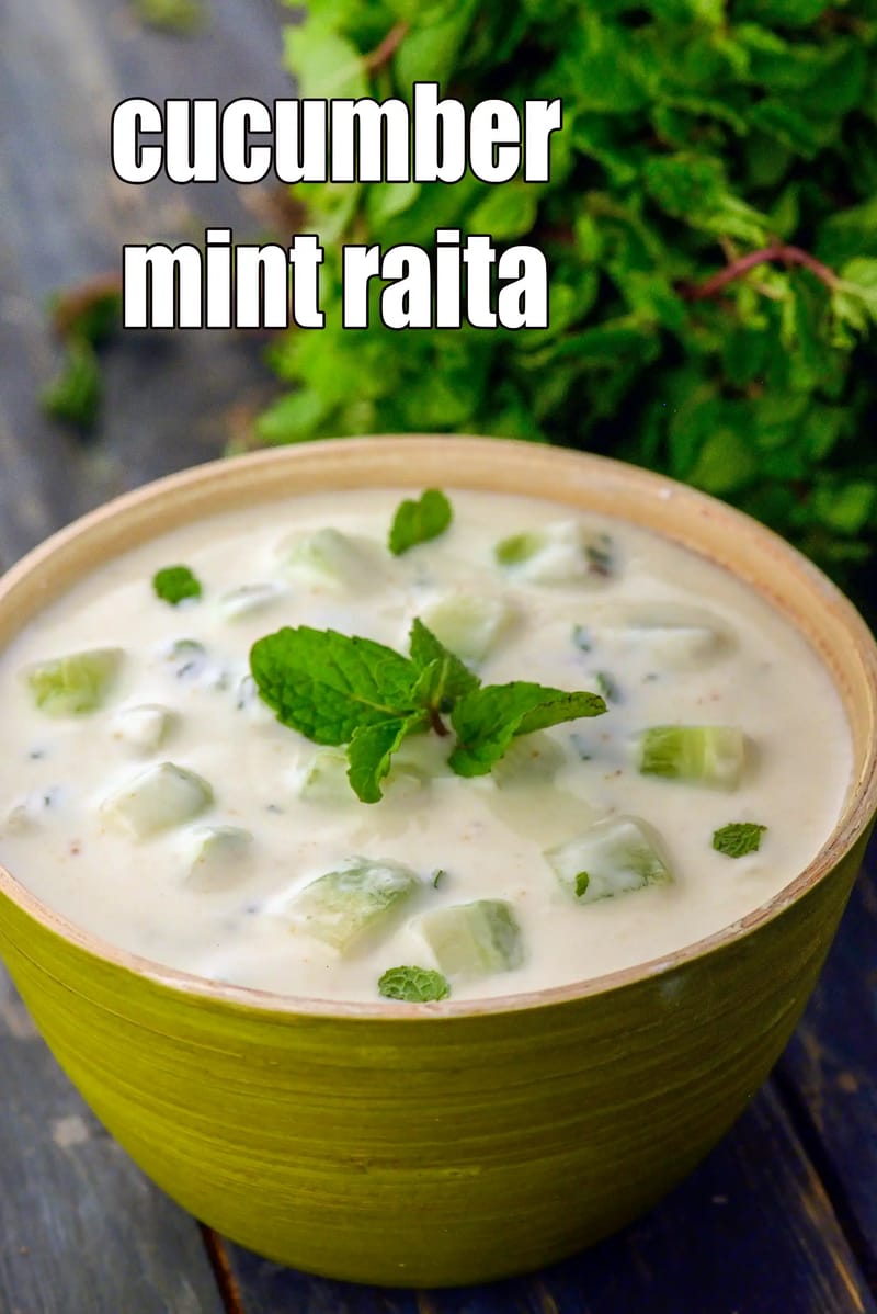 Cucumber mint raita | cucumber pudina raita | mint cucumber raita | healthy Indian cucumber mint raita | | Tarla Dalal