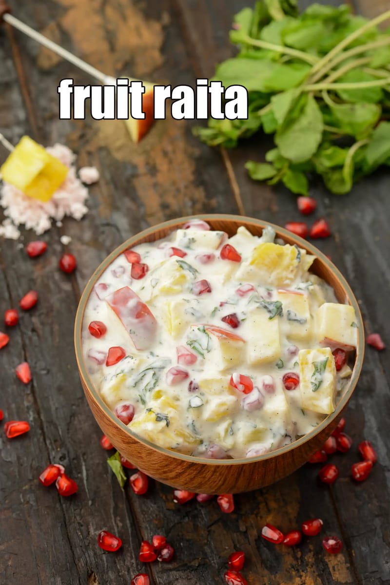 Fruit raita recipe | healthy mix fruit raita |  mixed fruit raita rich in calcium, iron, protein | | Tarla Dalal