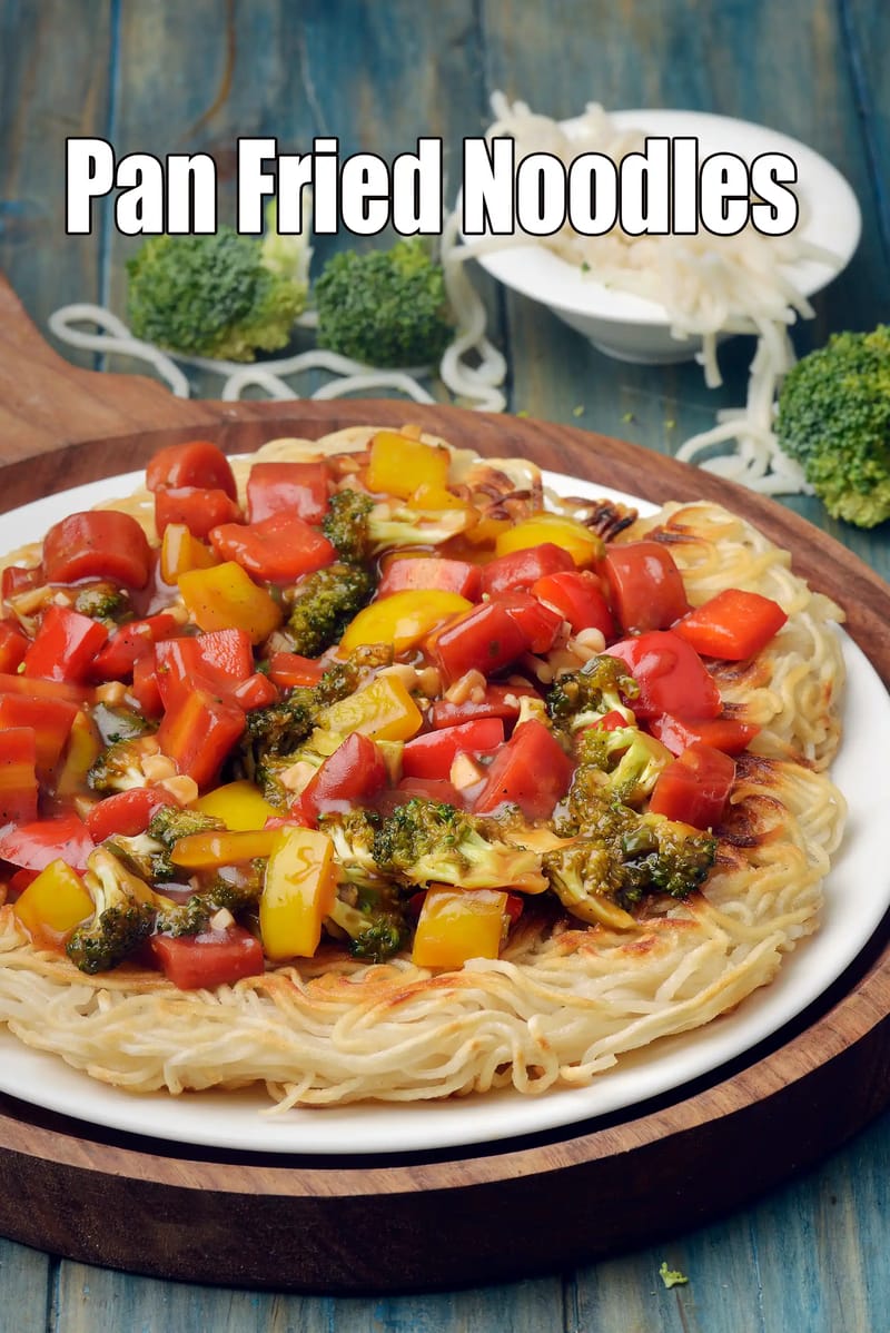 Pan fried noodles recipe | pan fried noodles with vegetables | Chinese vegetarian pan fried hakka noodles | | Tarla Dalal