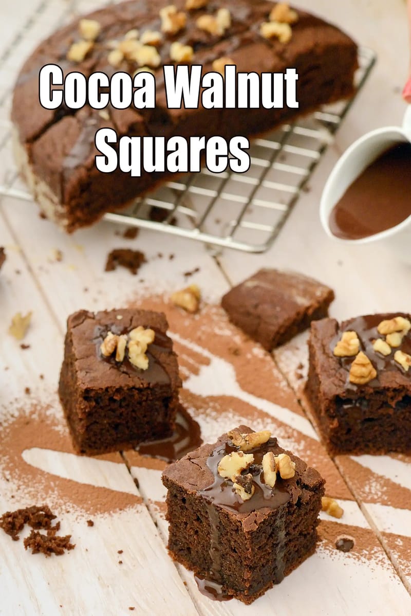 Cocoa Walnut  Squares recipe | Eggless Chocolate Walnut Brownies | Indian-Style Chocolate Walnut Fudge | | Tarla Dalal