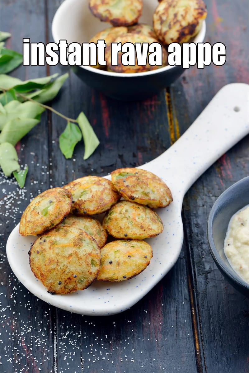 Instant Rava Appe Recipe (Instant Vegetable Rava Appam) | Tarla Dalal