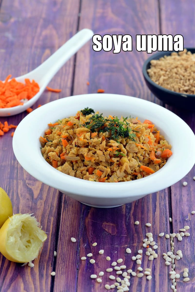 Soya upma recipe | gluten free soy recipe | healthy breakfast soya recipe | soya granule upma | | Tarla Dalal