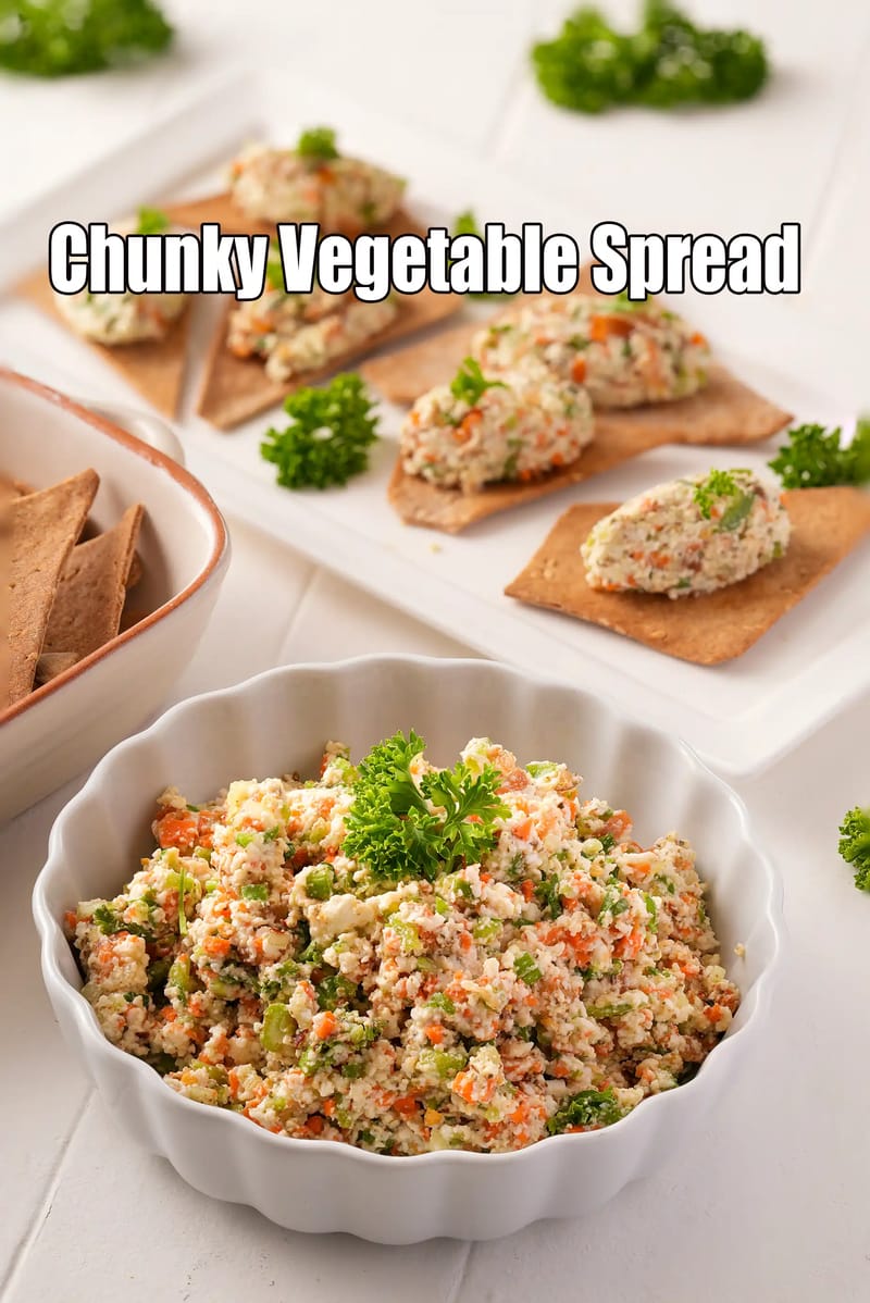 Chunky Vegetable Spread Recipe (Paneer Vegetable Spread) | Tarla Dalal