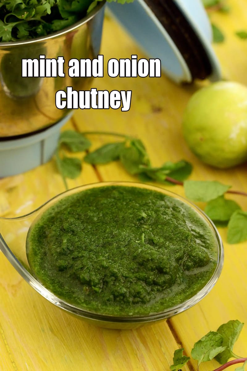 Mint and onion chutney recipe | pyaz pudina chutney | onion mint chutney for Indian snacks | how to make pudina chutney with onions | | Tarla Dalal