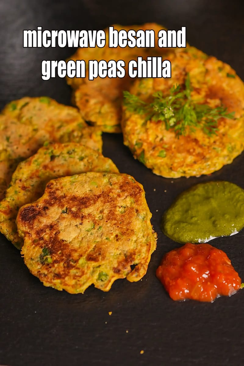 Microwave Besan And Green Peas Chilla Recipe | Tarla Dalal