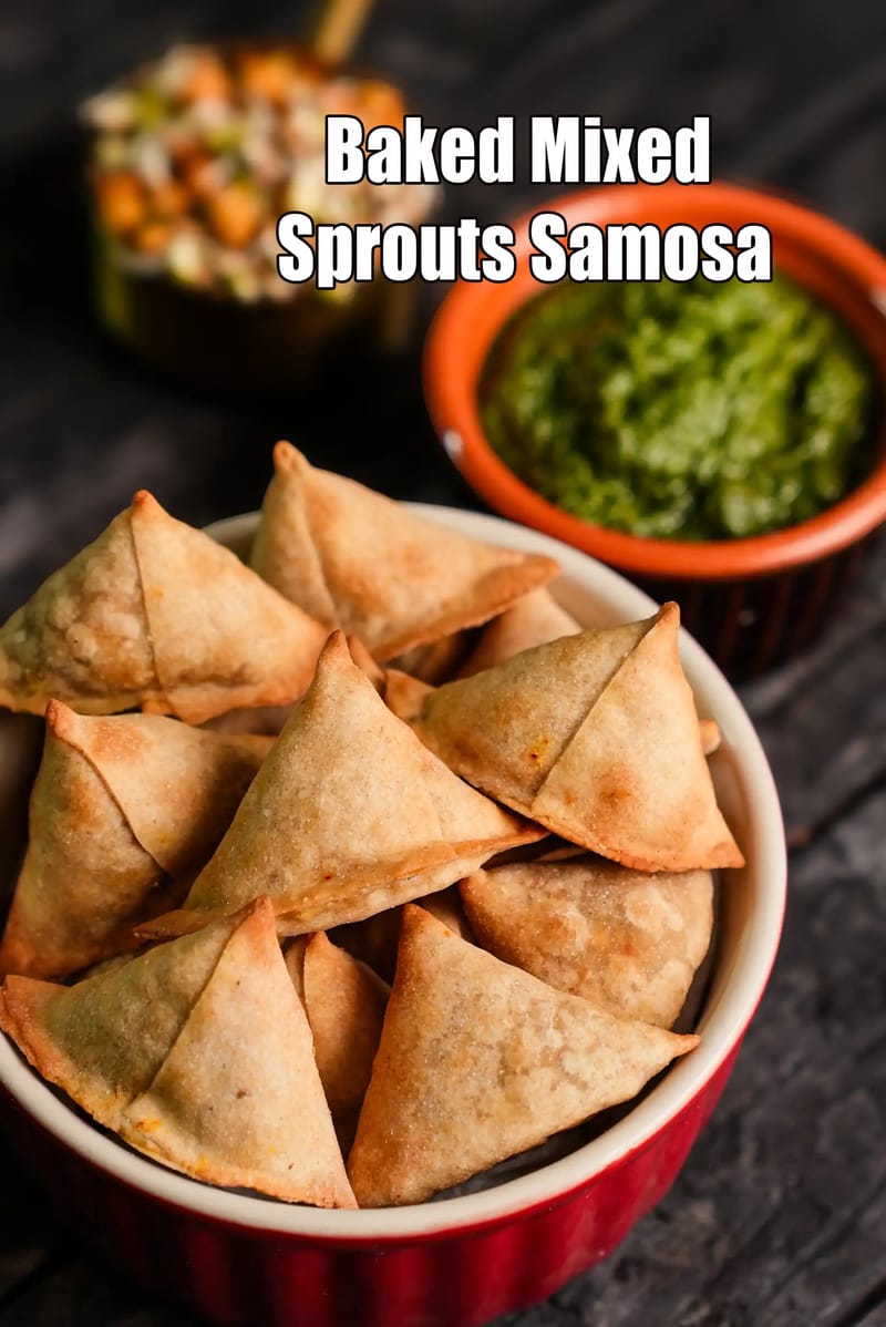 Baked mixed sprouts samosa recipe | healthy baked samosa with mixed sprouts | baked samosa with mixed sprouts filling | | Tarla Dalal