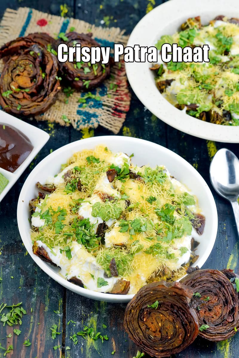 Crispy Patra Chaat, Patra Chaat with Curds and Chutneys | Tarla Dalal