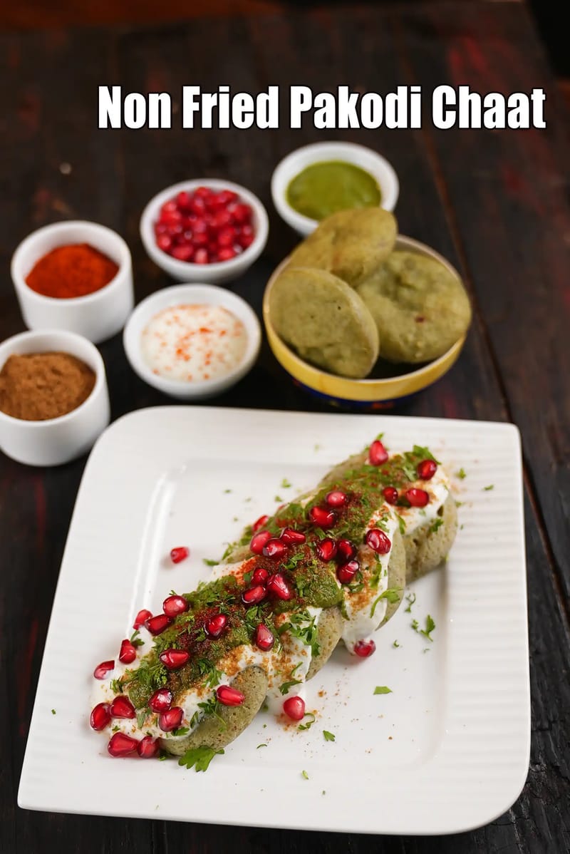 Non fried pakodi chaat recipe | green moong dal pakodi chaat | healthy pakodi chaat | | Tarla Dalal